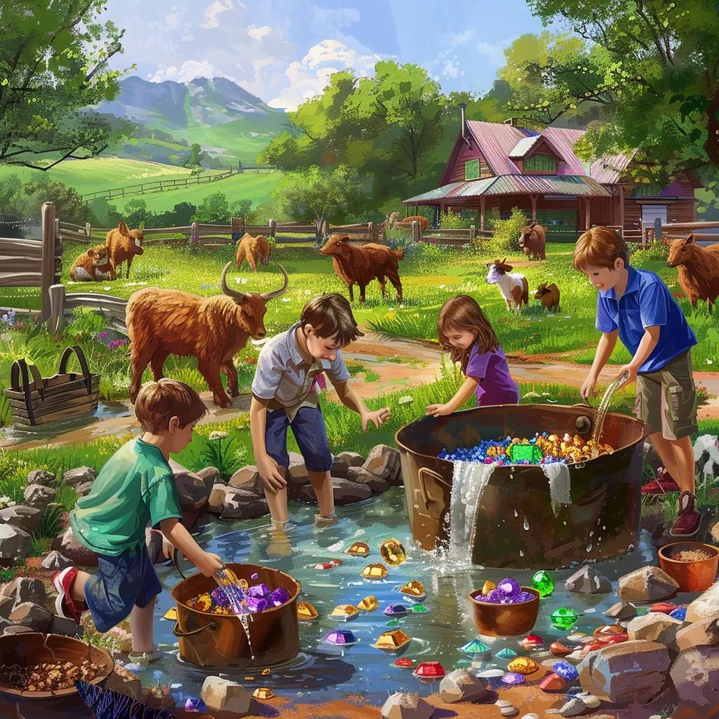 Family engaging in gem mining at Fox’s High Rock Farm, showcasing outdoor fun and educational experiences